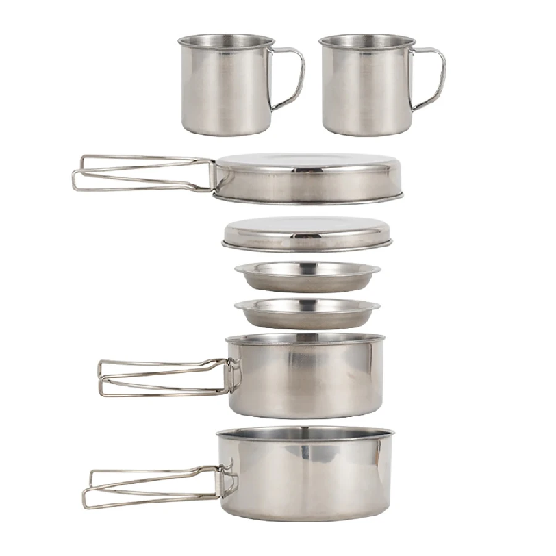 Camping Cooking Pots And Pans - Juego de 8 Piezas de Utensilios