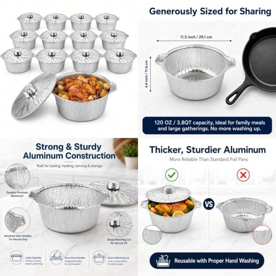 Camping Cooking Pots And Pans - Paquete de 12 ollas desechables con