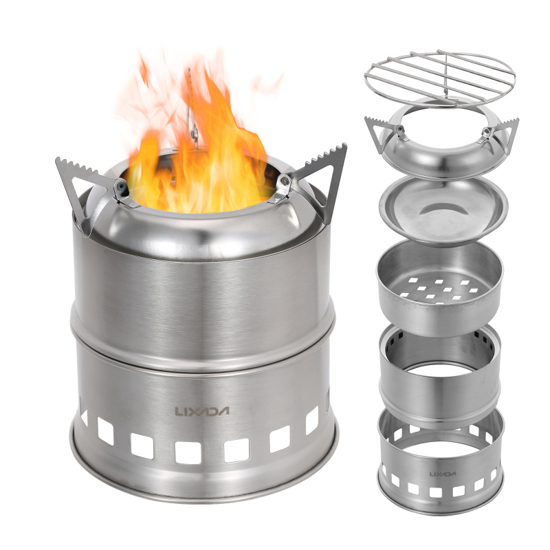 Camping Cooking Windshield - Lixada-estufa de leña de acero inoxidable