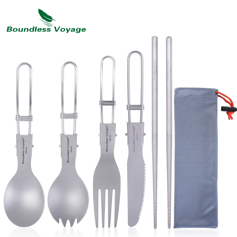 Camping Cooking Knife Set - Cubiertos de titanio para acampar, cuchara