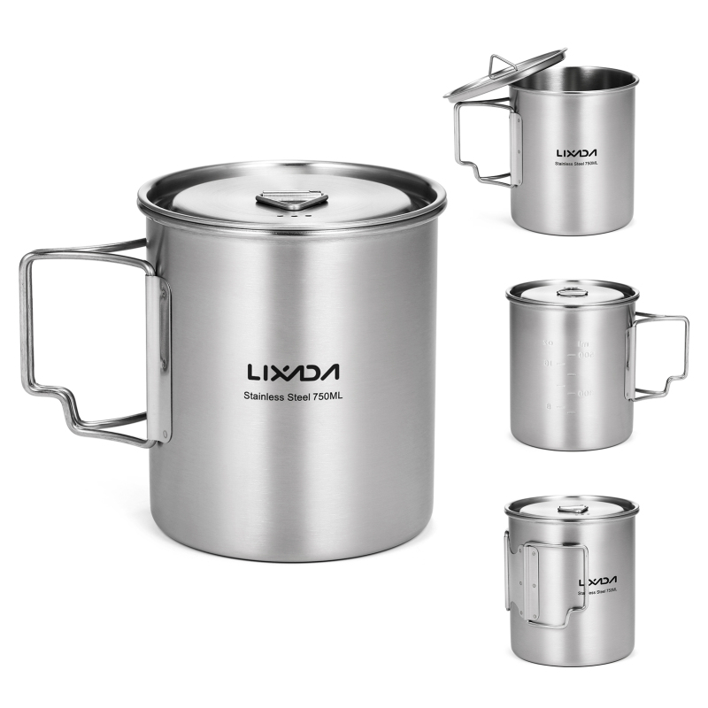 Camping Cooking Cup - Lixada-taza de agua de acero inoxidable