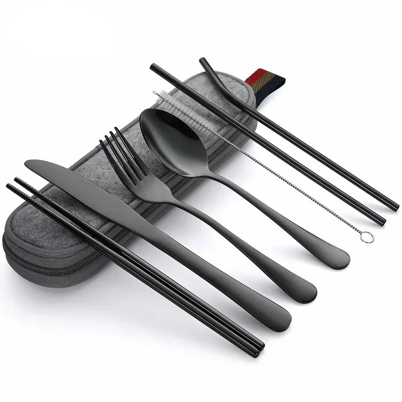 Camping Cooking Knife Set - Juego de cubiertos de viaje reutilizables,