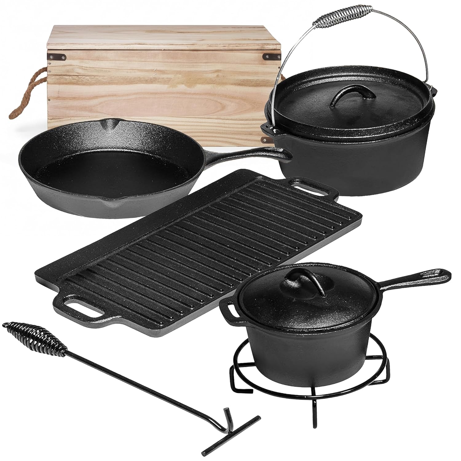 Camping Cooking Cast Iron - Juego de cocina para acampar de