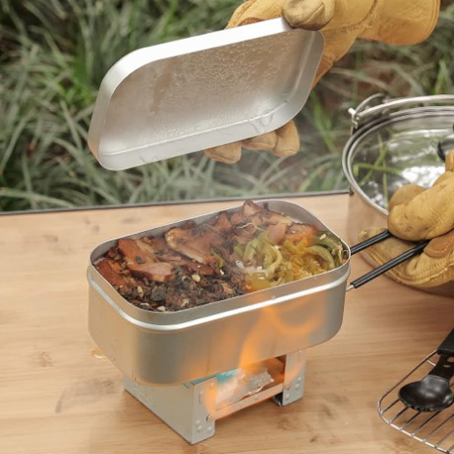 Camping Cooking Tin - Asa plegable para caja Bento, contenedor
