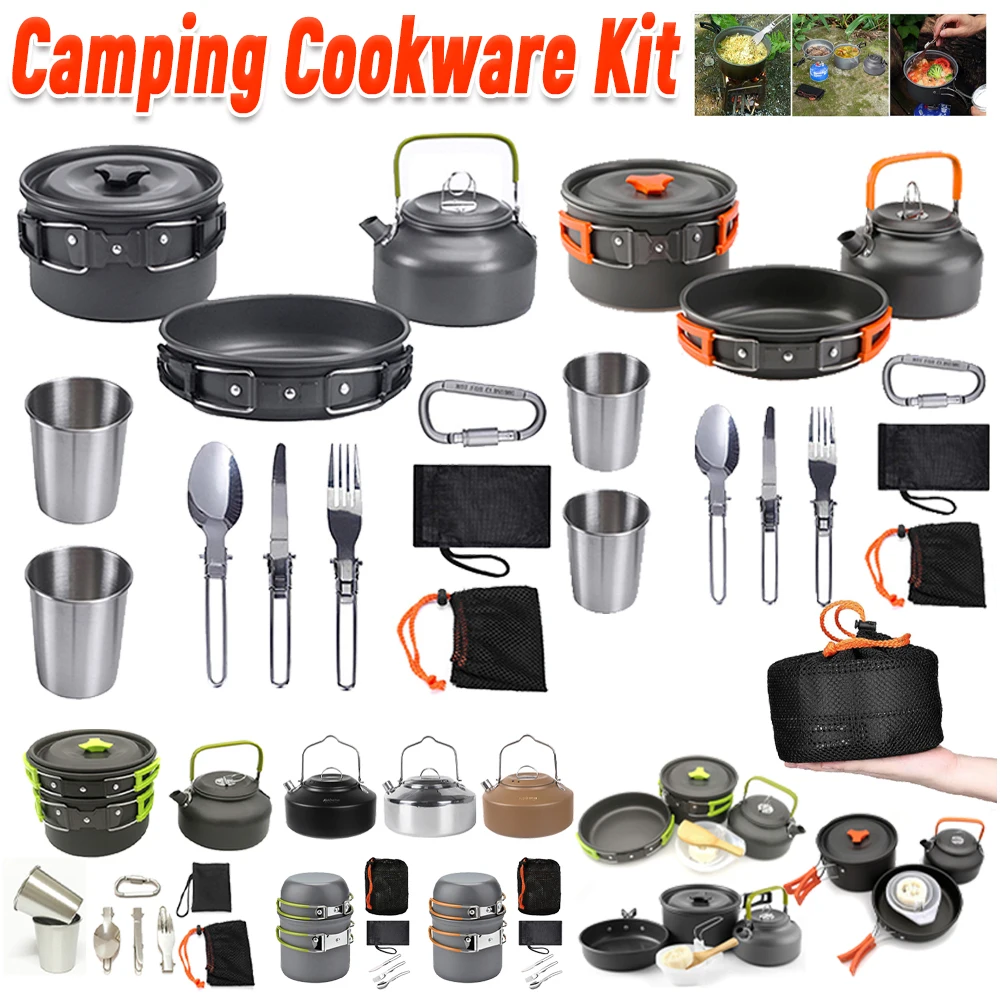 Camping Cooking Pots And Pans - Kit de utensilios de cocina para