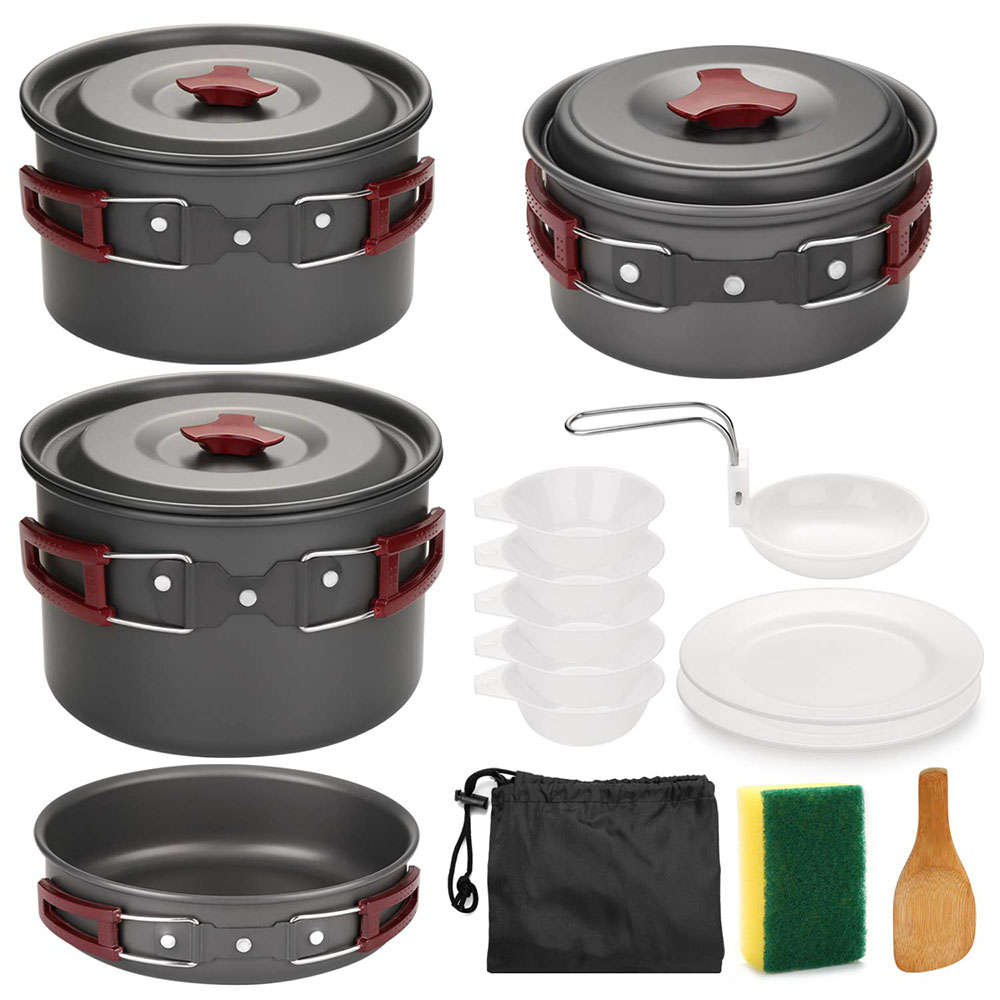 Camping Cooking Pots And Pans - Kit de utensilios de cocina para