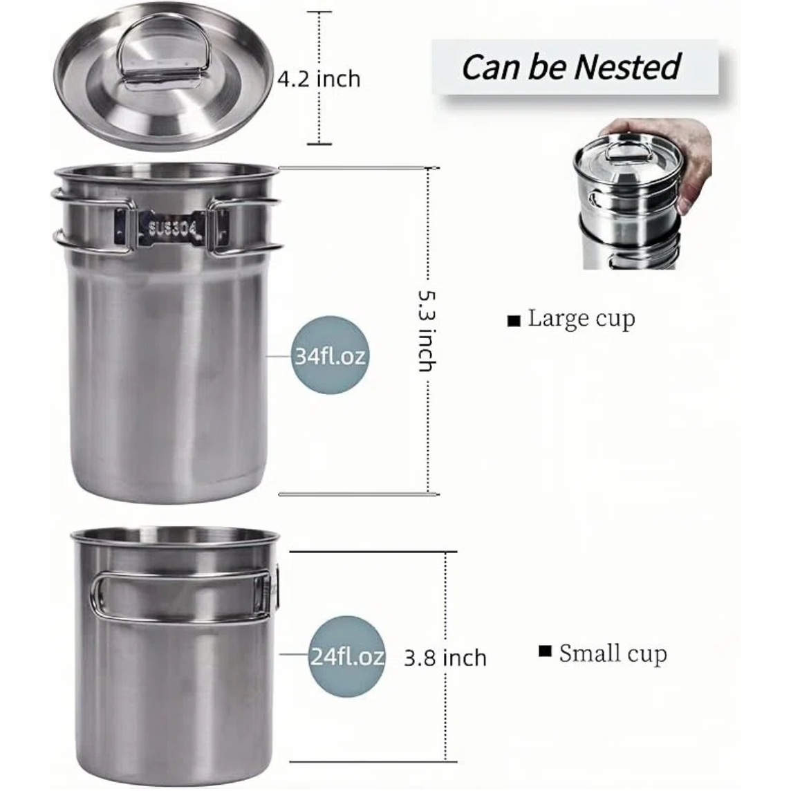 Tazas plegables para acampar,  - Camping Cooking Cup reseña y precio