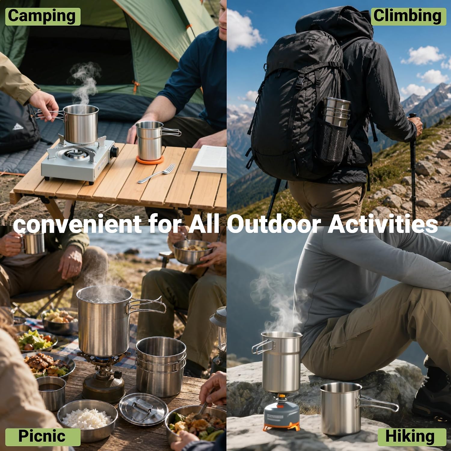 Tazas plegables para acampar,  - Camping Cooking Cup reseña y precio