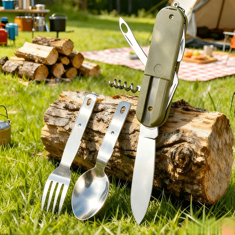 Juego de Cubiertos de Acero In - Camping Cooking Knife Set reseña y precio