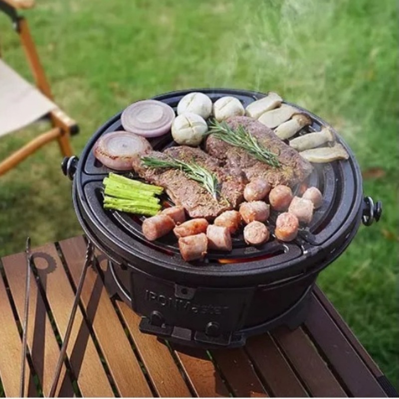 Parrilla de carbón redonda, ba - Camping Cooking Cast Iron reseña y precio