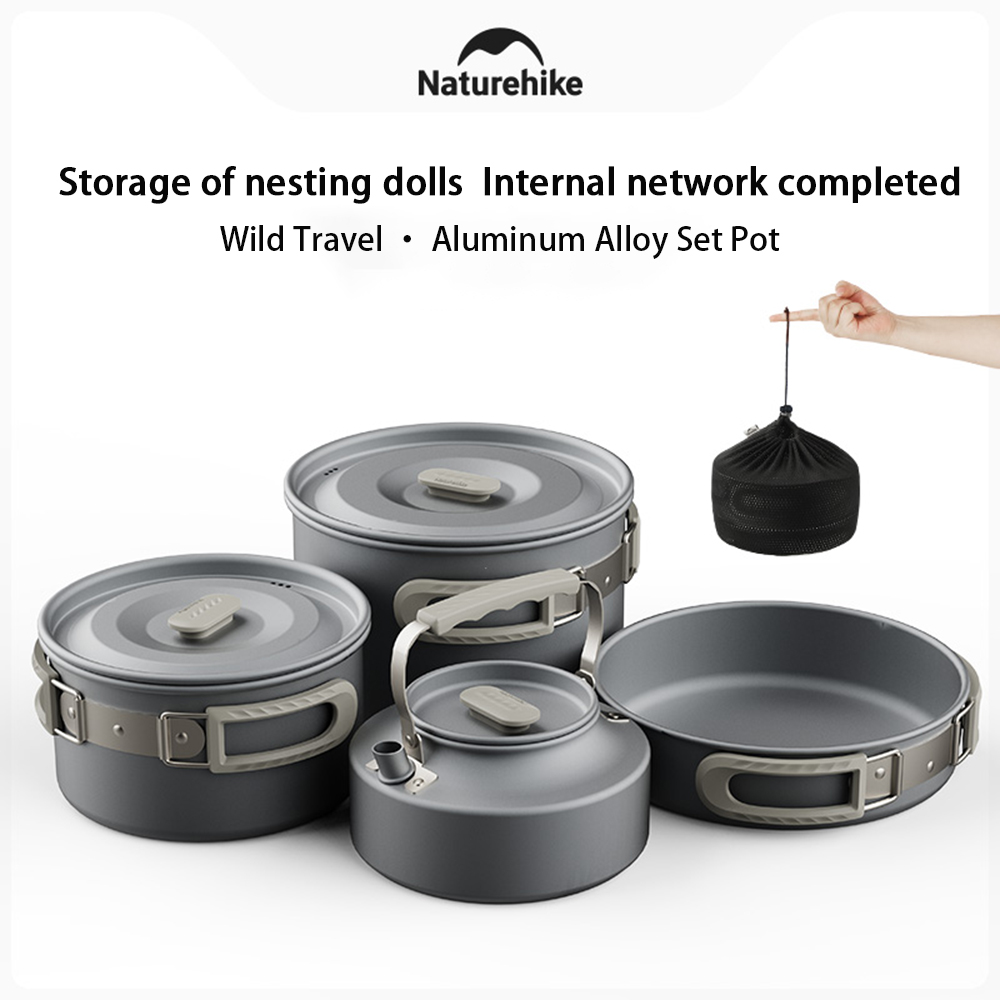 Naturehike-Juego de ollas al a - Camping Cooking Pots And Pans reseña y precio