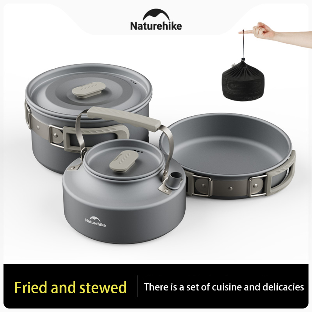 Naturehike-Juego de ollas al a - Camping Cooking Pots And Pans reseña y precio
