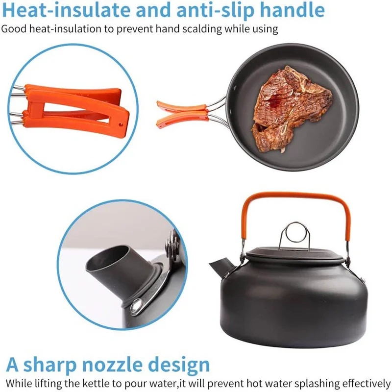 Juego de cocina para acampar,  - Camping Cooking Pots And Pans reseña y precio